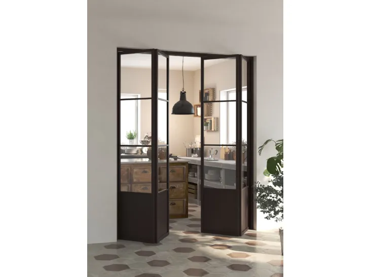 Porta per interni Factory T4 a libro Total Brown di Foa